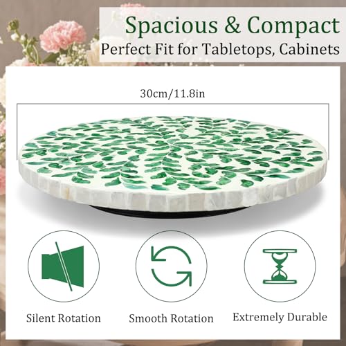 Reallnaive Mother of Pearl Lazy Susan, Round, Green Grass - color: Green Grass, style: Round