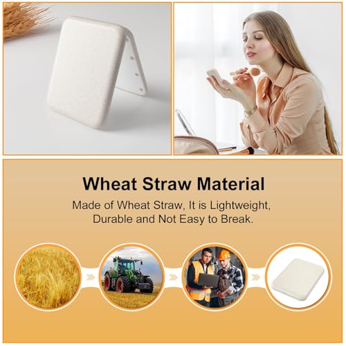 Kintion Wheat Straw Compact Mirror, 1X/3X Magnification, Lighted, Folding, Portable, Eco-Friendly, Great Gift - color: Wheat Straw Apricot