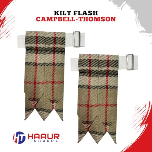 Men's Men's Tartans Kilt Flashes with Heavy Buckle Elastic Adjusters Fit - color: Campbell Thomson