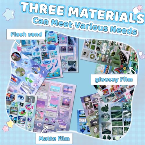 800Pcs Japanese Sticker Book for Journaling Adult, Cute Scrapbook Stickers - style: Ab 800Pcs Blue Dream