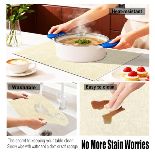 Faux Leather Placemats Set of 4, 11.8"x17.7", Off-White - color: Off-white, size: Set of 4