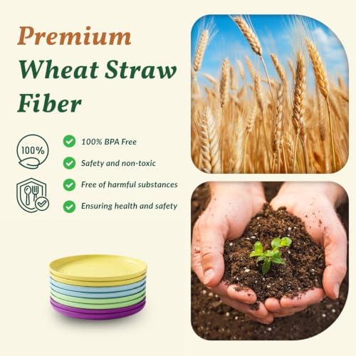 Homienly Mini Appetizer Plates 5.7-inch Wheat Straw Plates Set of 8 - Unbreakable Small Dessert, Snack, Salad Plates - Dishwasher Safe - Vibrant Memphis Colors - color: Memphis Series, size: 5.7 Inch