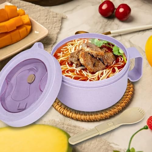 Unbreakable Microwave Soup Mugs with Lids and Handles,Microwave Ramen Bowl with Lid for Soup and Instant Noodles,Oatmeal, Gumbo, Salad,BPA Free (Lavender Purple) - color: Lavender Purple