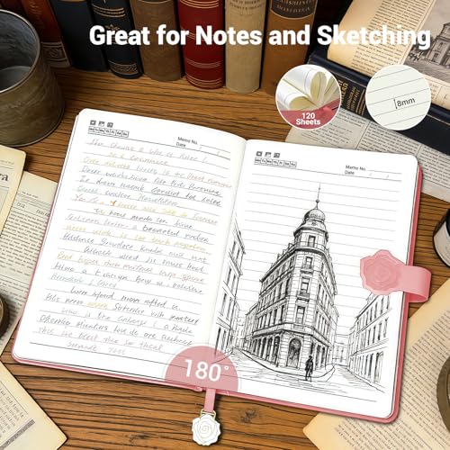 Aocii leather Journal for Women, A5 lined Daily Journals Notebook - color: Pink
