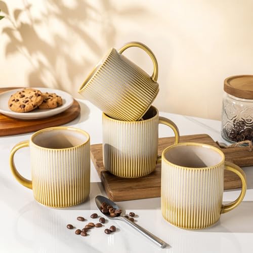 theterra Ceramic Coffee Mugs Set of 6, 14.2 oz Coffee Cups with Handle - color: Autumn Haze, size: 14 OZ (Set of 6)
