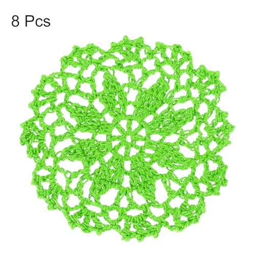 uxcell Fabric Coasters, 8pcs 4" - Cotton Woven Crochet Doilies, Lace Embroidery Cup Mat with Floral Pattern for Wedding Party Decoration (Green) - color: Green