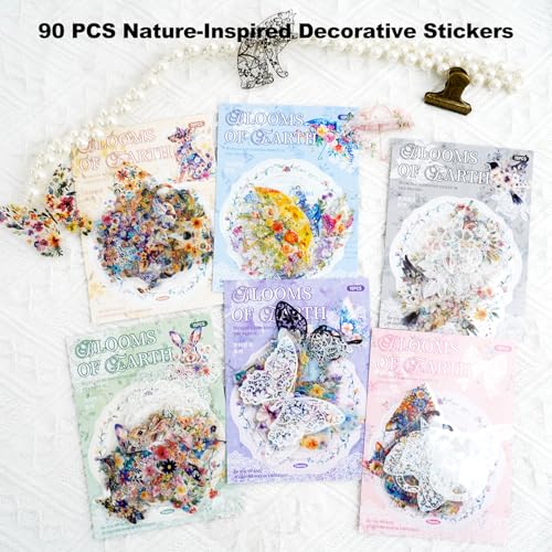 90 Pcs Floral Animal Stickers for Scrapbooking and Journaling - color: Earthly Splendor