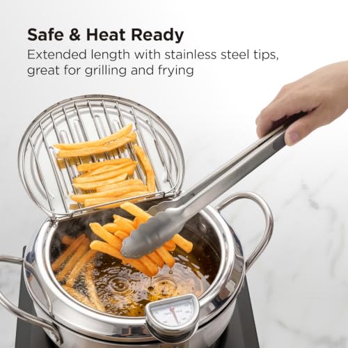 Kitchen Mama DuoEssentials Cooking Tongs Set, Metal Gray - color: Metal Gray