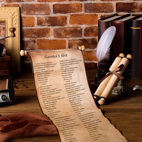 Epakh 1 Pcs Blank Scroll Paper with Wood Rods for Naughty or Nice List, Writing, Wedding Vows, Drawing, Cosplay Prop, Renaissance, Tabletop Role(Retro,7.5 x 30 Inches) - color: Retro White, size: 7.5 x 30 Inch