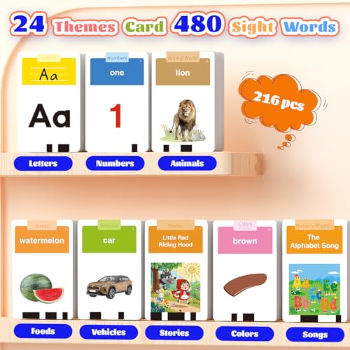 HOMESTEC Toddler Talking Flash Cards with 216 Double Sided Cards - color: Blue, style: english