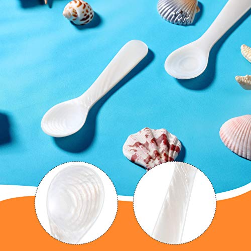 Patelai 10 Pieces Mother of Pearl Caviar Spoons Round Handle, 7cm/2.75 Inch - size: 2.75 inches