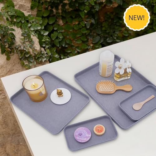 Welaxy EDC Catchall Desk Organizer 4-Piece Felt Tray Nightstand Caddy - color: Glacier gray
