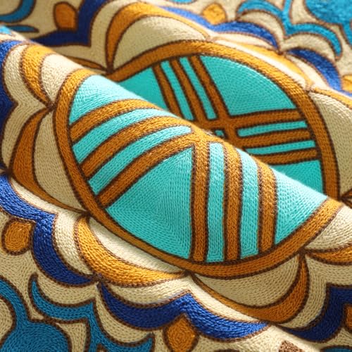 VOGOL Embroidered Floral Geometric Throw Pillow Cover, 18 x 18, 1 Pack - color: Flower-brown, size: 18"W x 18"L (Pack of 1)