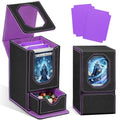 Card Deck Box for MTG Commander, Fits 100+ Double-Sleeved Cards Card Case - color: Black and Purple