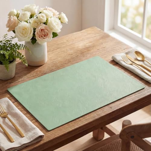 Artoid Mode Sage Faux Leather Placemats Set of 4 - color: Sage, size: 12" x 18", Rectangular Set of 4