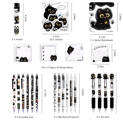 Black Cute Cat Stationery Set Cat School Supplies