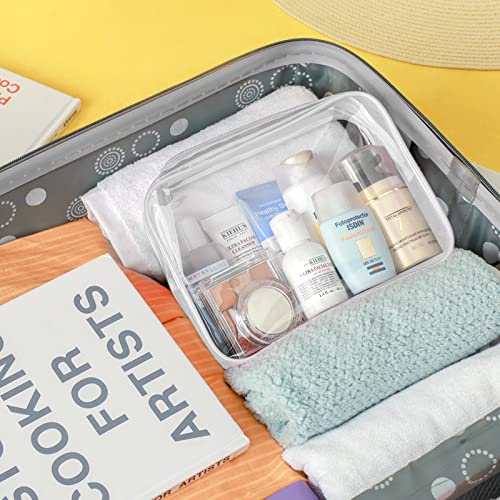 PACKISM Clear Makeup Bag Travel - TSA Approved Toiletry Bag, 2 Matte White - color: Matte White, size: Mixed Size Series (1 Medium + 1 Large)