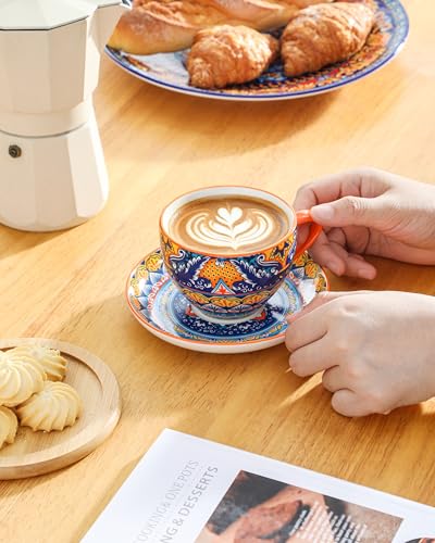 vancasso 8oz Bohemian Porcelain Cappuccino Cups, 6-Piece Set, Lead-free