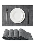 Leetaltree Black and Grey Woven Placemats Set of 4 - Heat Resistant Non-Slip Place mats for Dining Table, Washable Durable PVC Vinyl Woven Table Mats(Black & Grey, 4) - color: C0- Black and Grey, size: Set of 4