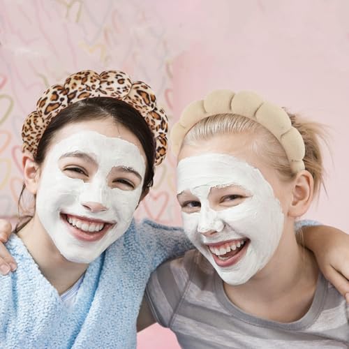 WHAVEL 3 Pack Spa Headband Skincare Headbands, Soft Hair Band for Washing Face, Makeup, Facial, Skin Care (Leopard, Brown, Black) - color: black,coffee,leopard