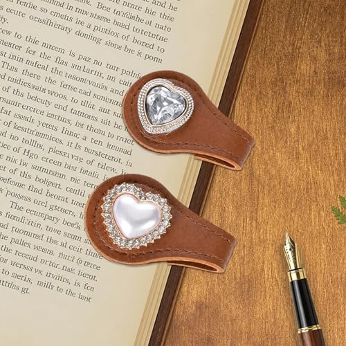 Vintage Heart Magnetic Bookmark - 2 Pcs Cute Leather Book Mark Gifts PU Magnet Page Marker Clips Accessories for Reading Women Lover Bookish Student Teacher Birthday School Office Supplies - style: Vintage Heart