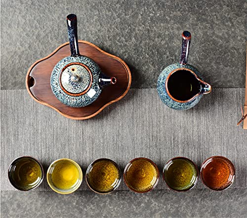 6pc Ceramic Kung Fu Tea Set, Japanese Tea Cup, Sake Cup, 2.1oz Capacity, 6 Colors - color: 6 colors