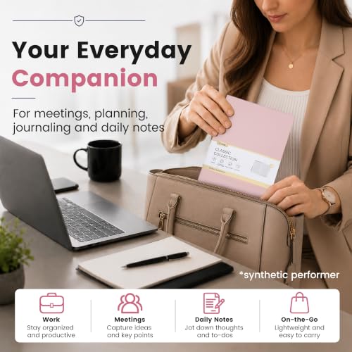 CAGIE College Ruled Journal for Men & Women, Softcover A5 Leather Notebook - color: Pink, size: 1 Pack