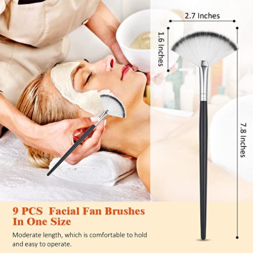 Maitys 9 Pieces Facial Fan Mask Brushes, Champagne, Purple, Black - color: Champagne, Purple, Black