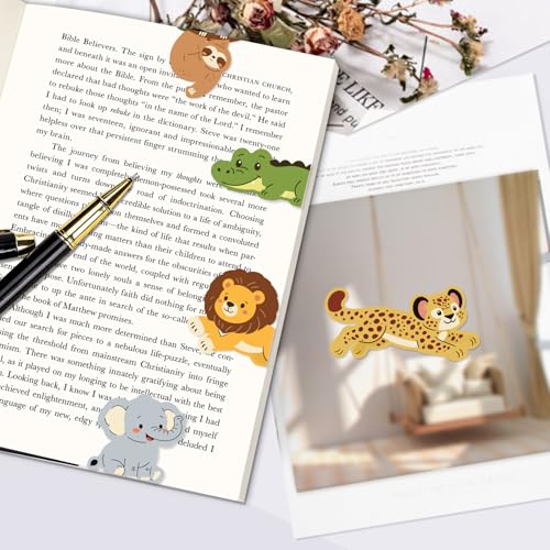10 Pcs Magnetic Bookmarks, Cute Jungle Animal Page Markers for Reading - color: Jungle Animals