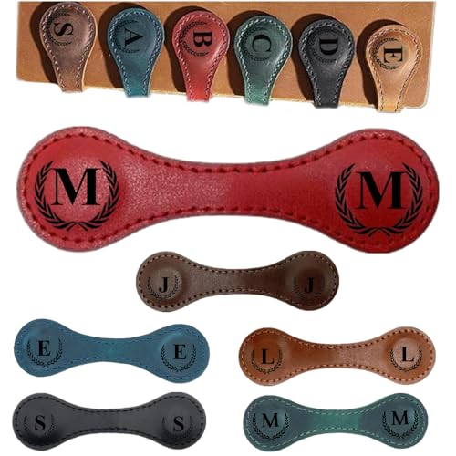 Personalized Magnetic Leather Bookmark, 26 Letters Customized Initial Book Markers Multi Functional Cute Book Mark Meaningful Gift for Wonmen Teachers, Book Lovers (M, Red) - color: Red, size: M