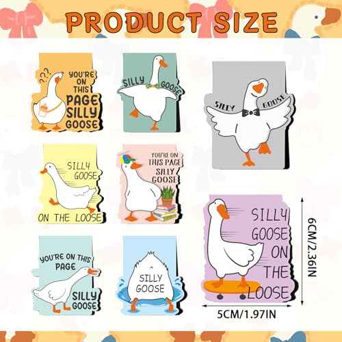 8 Pcs Goose Magnetic Bookmark Funny Meme Silly Book Mark Page Clip