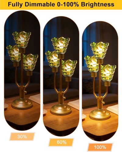 Lightdot Green Glass Mid Century Modern Table Lamp Dimmable Vintage Gift - color: 01-Gold-Green-Shell