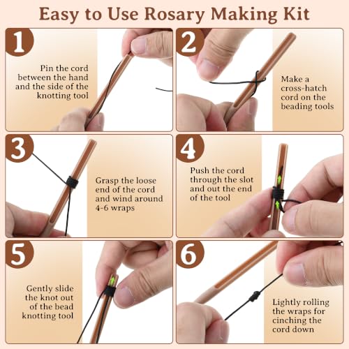 Dunkive 2 Pack Rosary Cord Knotting Tool, Dual Head,Brown and Black - color: Brown and Black