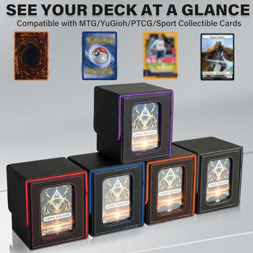 Card Deck Box for MTG Commander, Deck Case Holds 100 Double-Sleeved Cards - color: Black & Purple, size: 1 Box