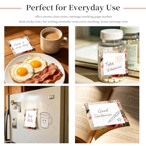 Sticky Notes 3x3 Inches, Cute Self-Stick Note Pads, Funny Memo Pads, Easy to Post Sticky Notes for Office, Home & Notebook Cute Butterfly Flower - color: Cute Butterfly Flower
