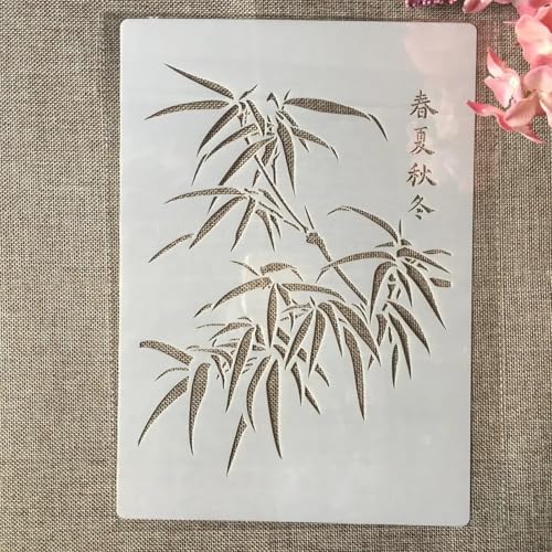 TIAMECH A4 Reusable Bamboo Stencil for Painting - style: Bamboo