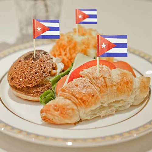 mflagperft Cuba Toothpick Flags 100 Pack, Mini Cuban Flag Cocktail Picks - color: Cuba