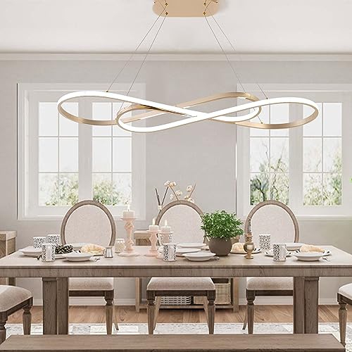 Electroplated Gold Modern LED Pendant Chandelier - color: Electroplated Gold, size: 39.37in