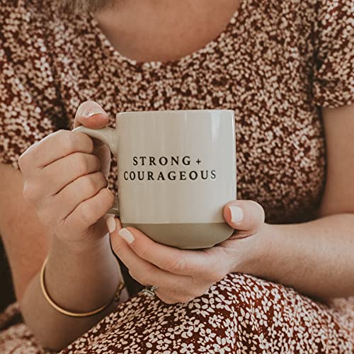 Sweet Water Decor Strong and Courageous Stoneware Coffee Mug | Mom Mug | Novelty Coffee Mugs | Microwave & Dishwasher Safe | 14oz Coffee Cup | Inspirational Gifts - style: Strong and Courageous