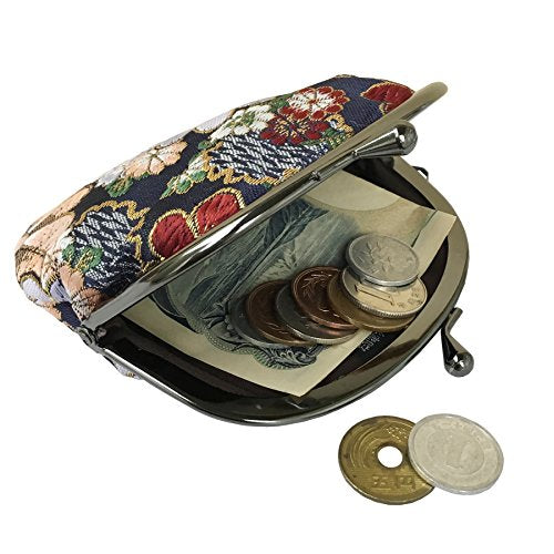 Nishijin brocade round clasp purse/coin purse with lining, size L. (Saikaranman) - color: Saikaranman