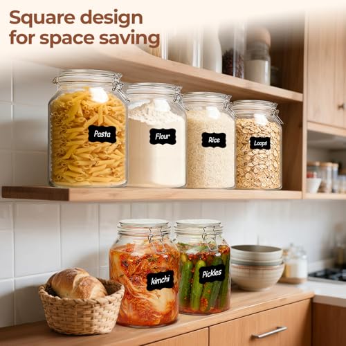 ComSaf Large Glass Jars with Airtight Lids 1.1 Gallon 2 Pack Wide Mouth - size: 138oz*2