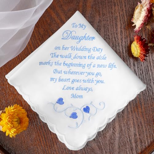 Wedding Handkerchiefs Something Blue Gifts for Bride & Groom - color: Bride Gift from Mom
