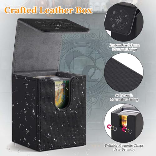 Arkeiliy MTG Deck Box 110+ Storage Sleeved Cards for Magic Commander - color: Black