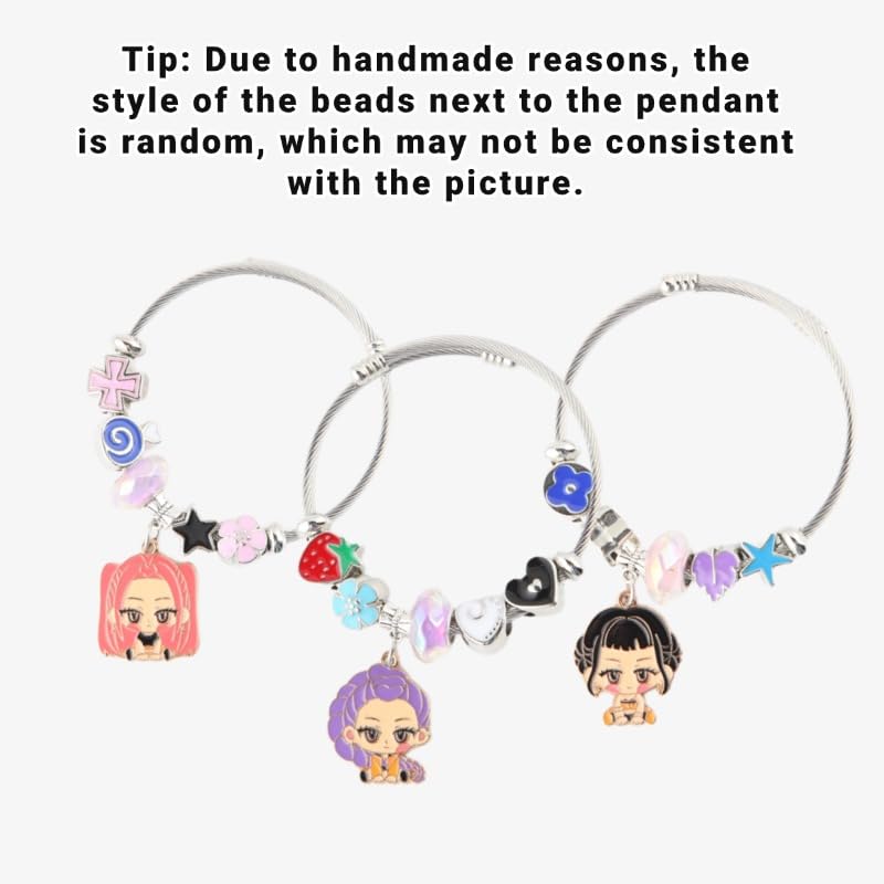 Korean Idol Jewelry Set for Women – Demon Hunters Charm Bracelet and Necklace Set (6PCS, 3 Bracelets + 3 Necklaces), Korean Pop Inspired Fashion Jewelry, Layered Bracelet Set for Daily Wear Party Accessories