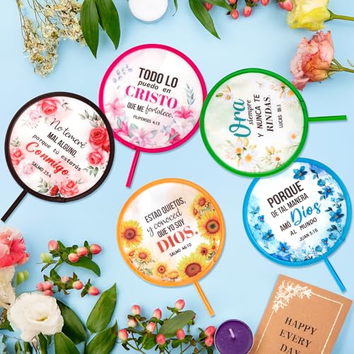 R HORSE 50Pcs Spanish Christian Fans Bulk Flower Folding Handheld Fan Gifts - color: Spanish Flower