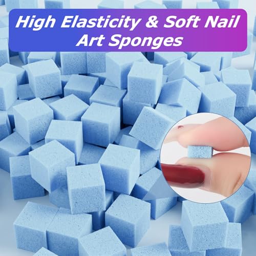 Soft Nail Sponges（150PCS）, Reusable Nail sponges,Nail DIY sponges, Nail Art sponges, 1PCS Grabbing Pen and Nail Brush Professional Accessories Manicure Salon Supplies (Blue) - color: Blue-150Pcs