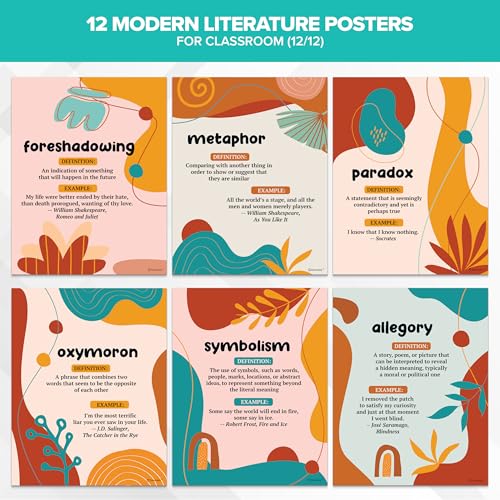 Decorably 12 Modern Literature Figurative Language Posters for Classroom
