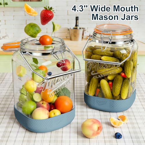 1.5 Gallon Large Glass Jar with Airtight Hinged Lid, Square, 192 Oz - size: 1.5 Gallon / Square Glass Jar