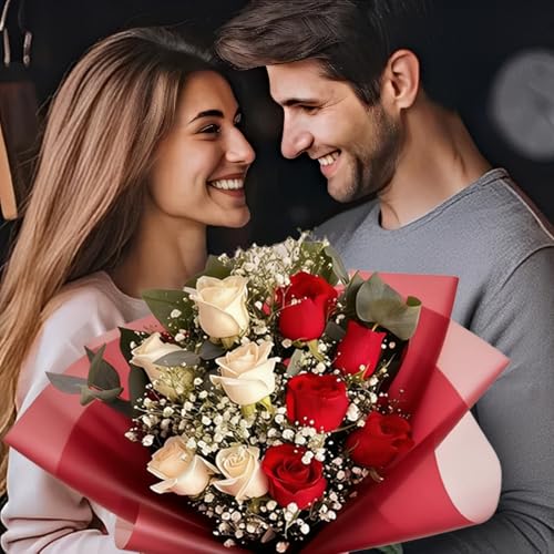 CCIJESW 20 Sheets Flower Bouquet Wrapping Paper Pure Red - color: 004-Slightly Transparent Red