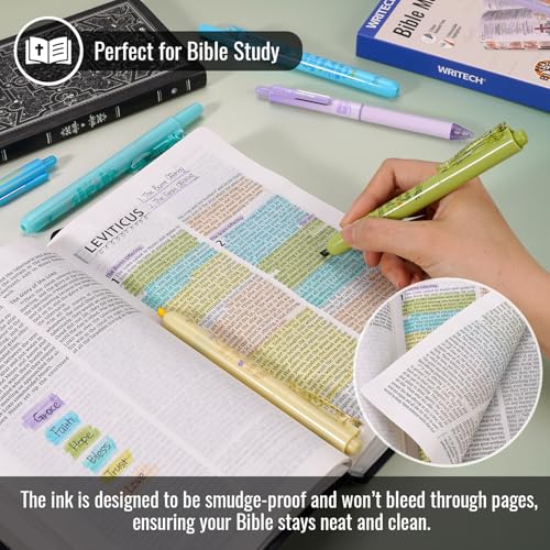 WRITECH Bible Mate Journaling Set: Highlighters & 0.7mm Ballpoint Pens 9ct - color: Multicolor-0.7mm